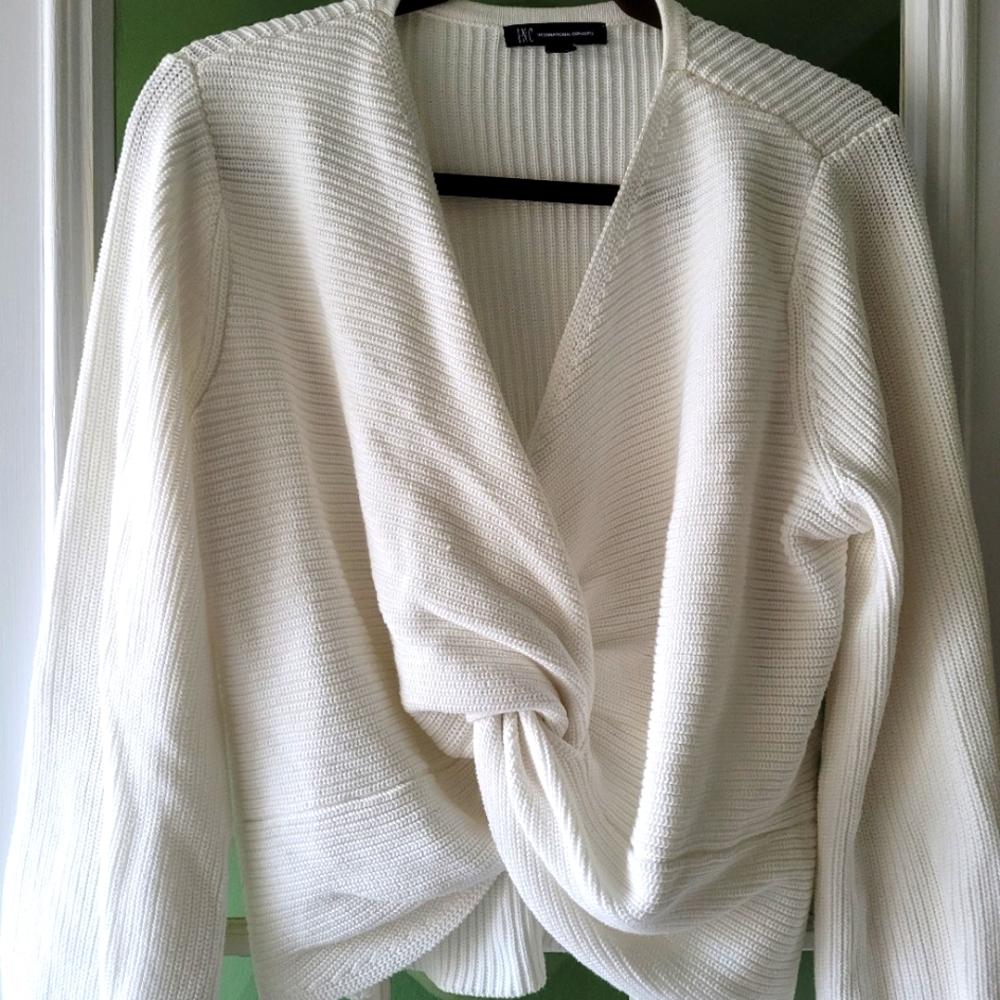 100% White Cotton Sweater by INC - International Concepts  Size L